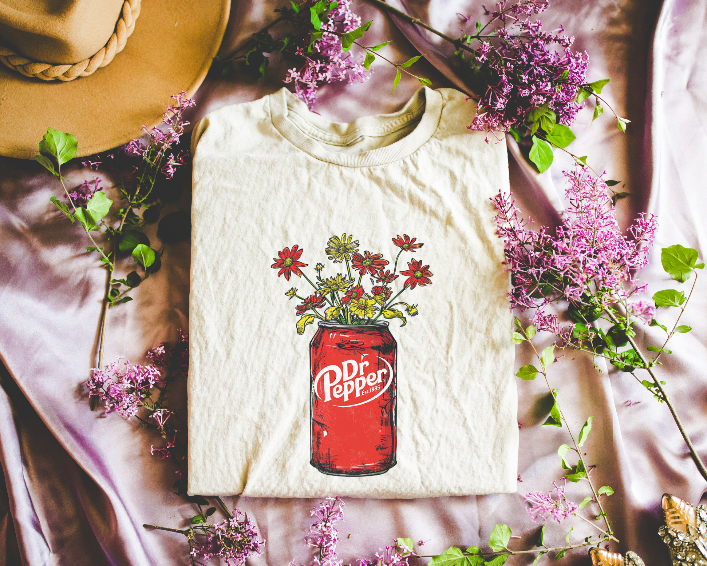 pepper red can  w/ flower design